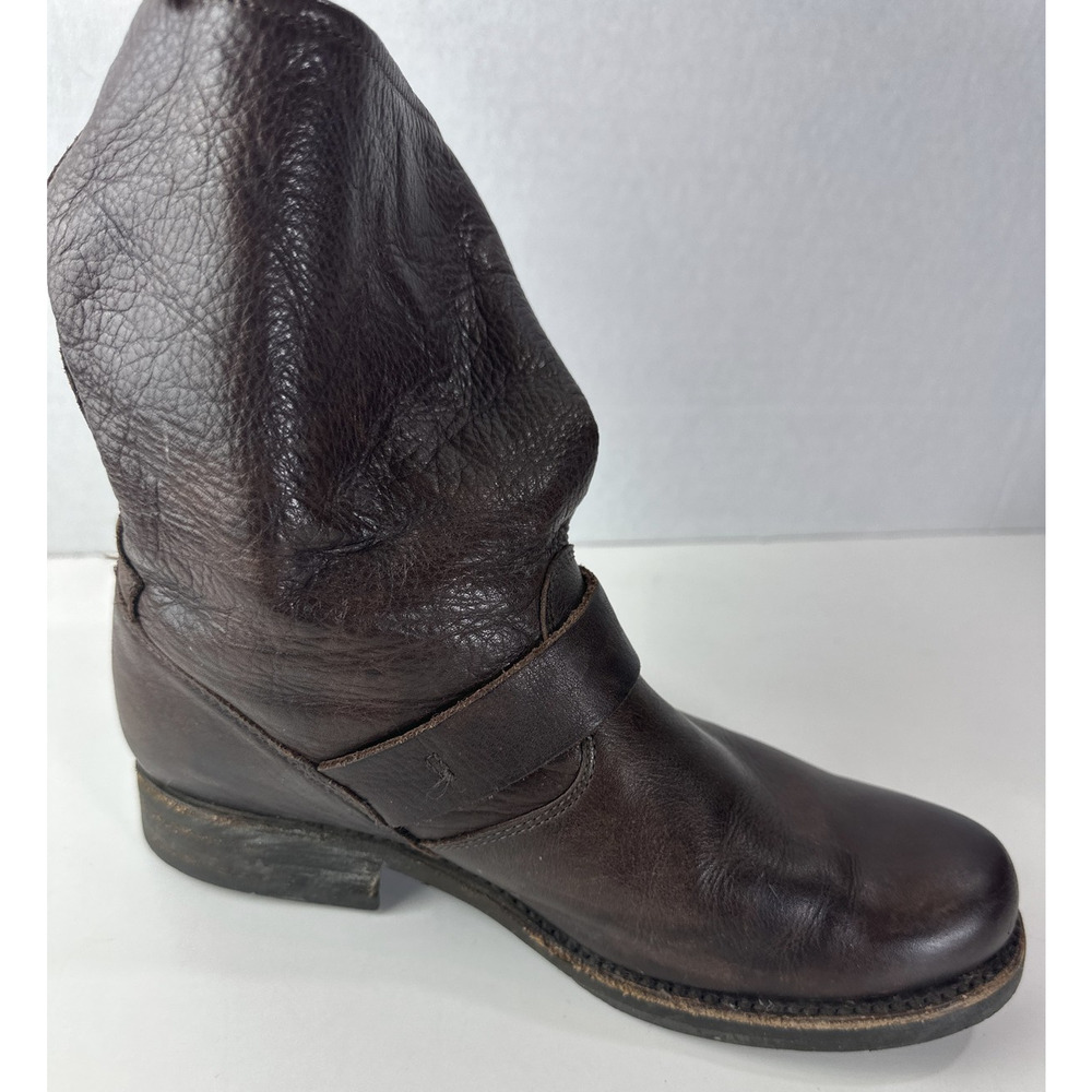 Frye Veronica Slouch Boots Women's 6 B Brown Leather Boho Grunge Moto Buckle - Picture 3 of 16